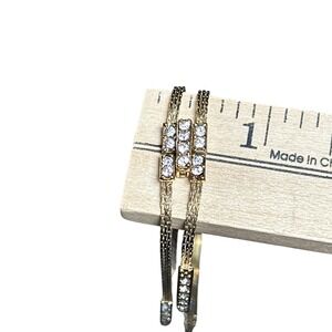 Monet Gold Tone Multi Strand Rhinestone Bar Bracelet Vintage Style
